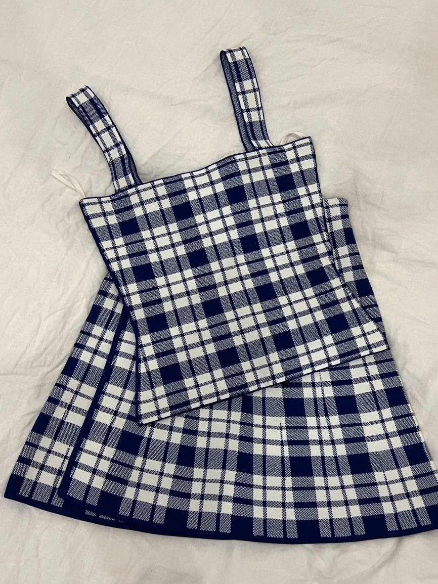Scanlan Theodore Navy & White Plaid Two-Piece Set